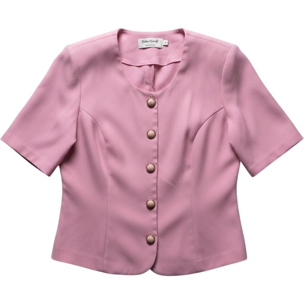 Anthony Richards Pink Button Up Blouse Short Sleeve Vintage Made in USA Women L
